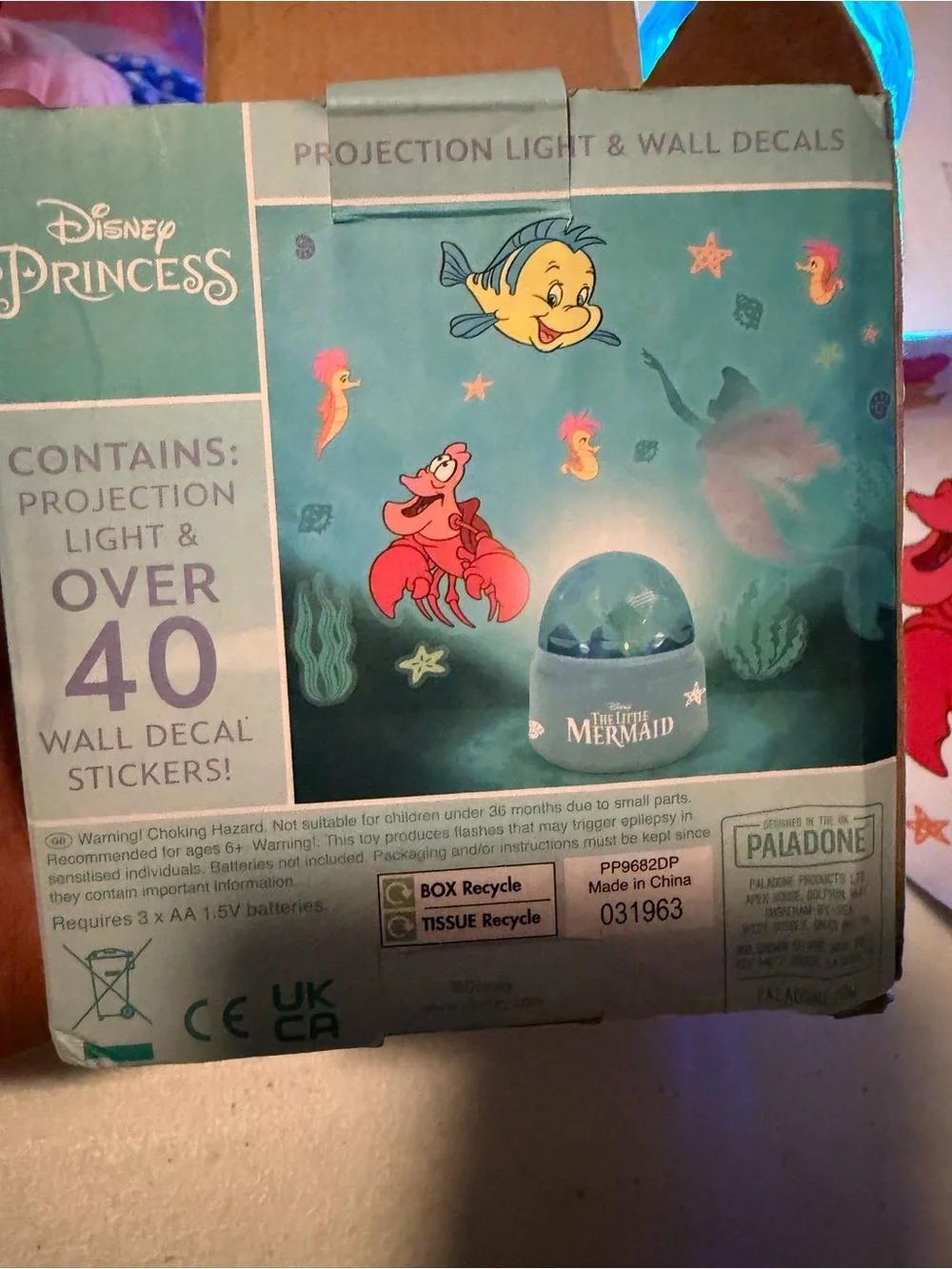 Disney Princess Little Mermaid Night Projection Lamp - Aqua Blue